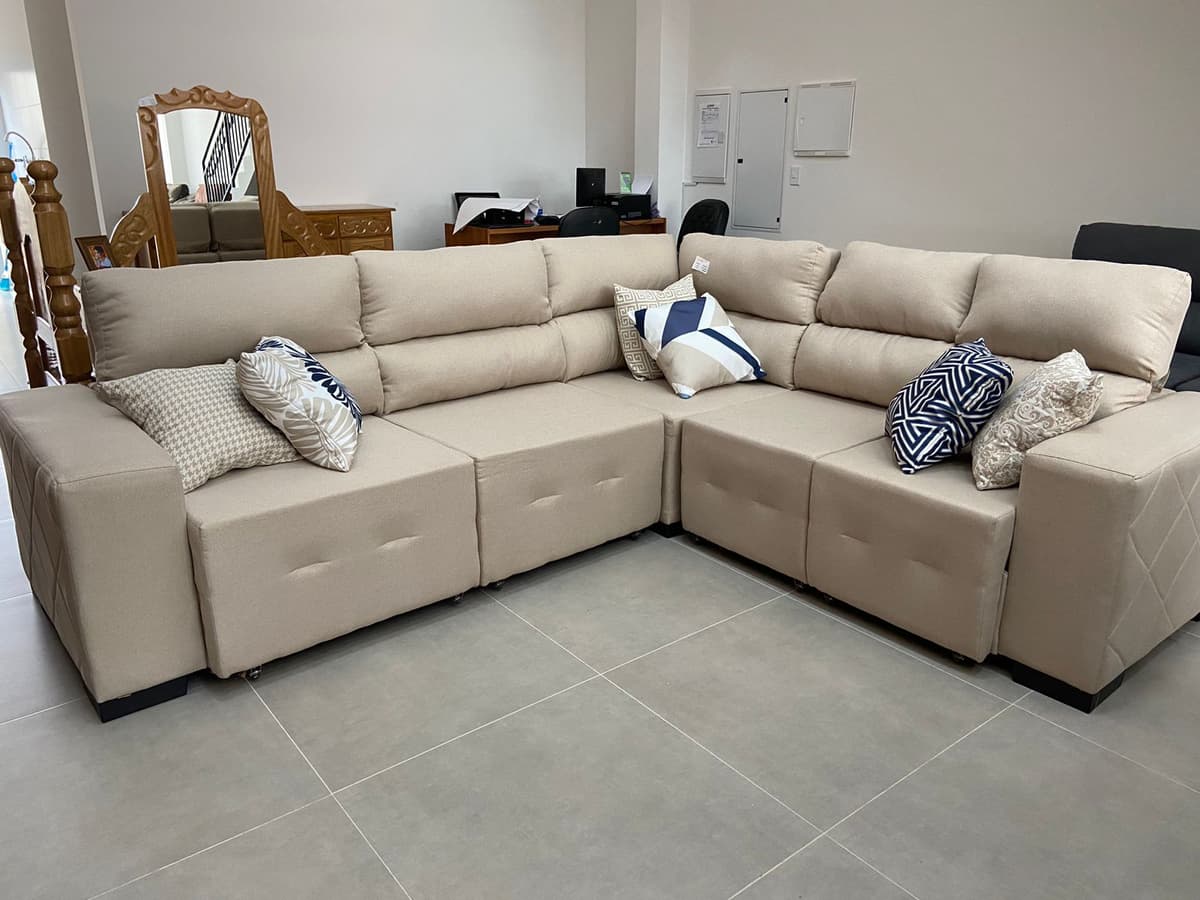 Sofá Alabama canto com encosto reclinável e acento retrátil